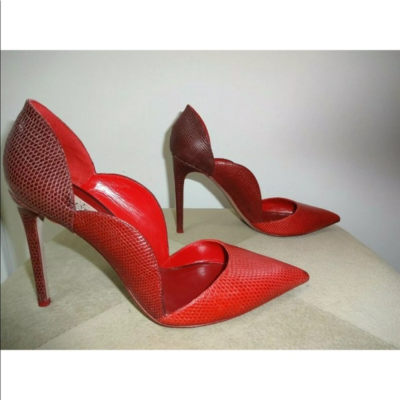 VALENTINO GARAVANI Scalloped Red/Burgundy Pumps 39 - Picture 4 of 7